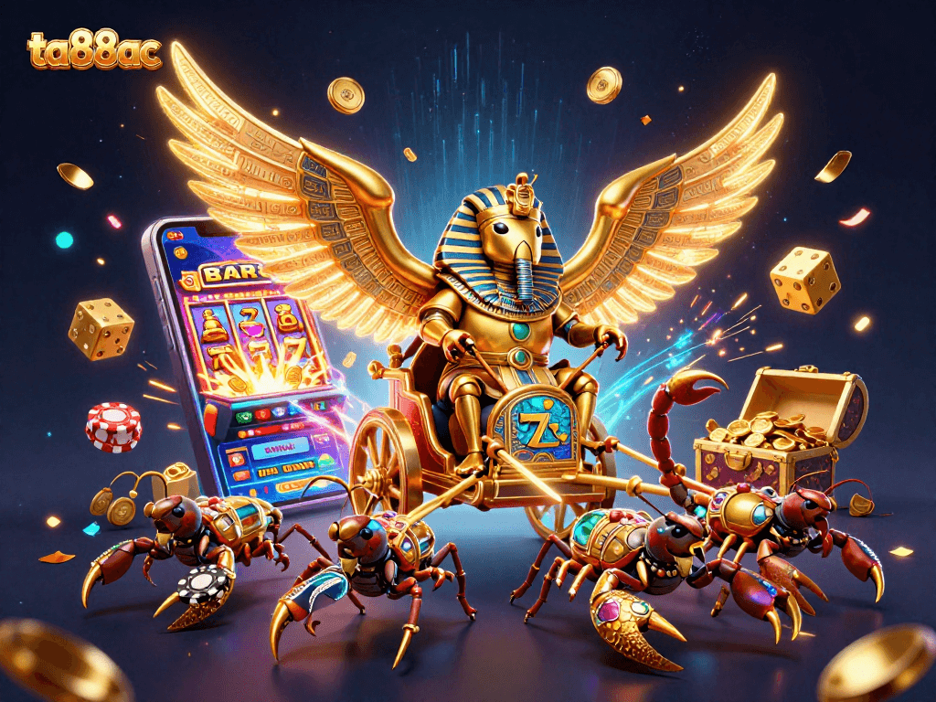 Experience thrilling gameplay at ta88ac with a dynamic scene featuring slot machines and casino elements.