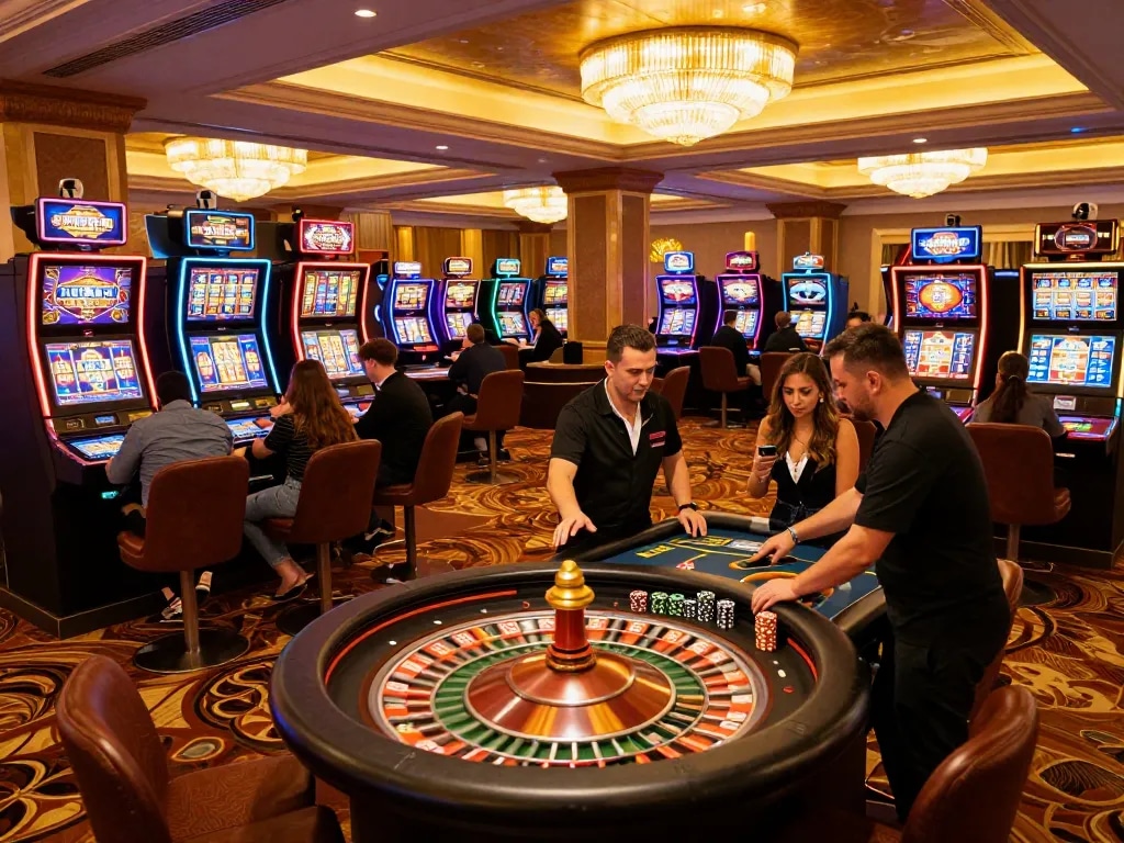 Experience the thrill of playing top slot games at 9BET casino floor with vibrant displays and exciting gameplay.