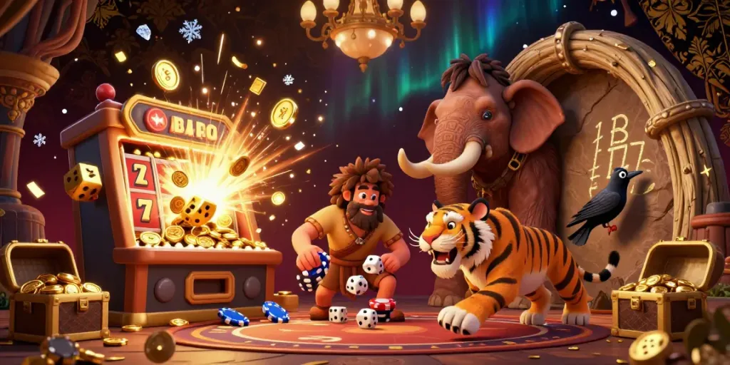 Experience the thrilling games at nhà cái 78win in a vibrant 3D casino scene filled with excitement and rich elements.