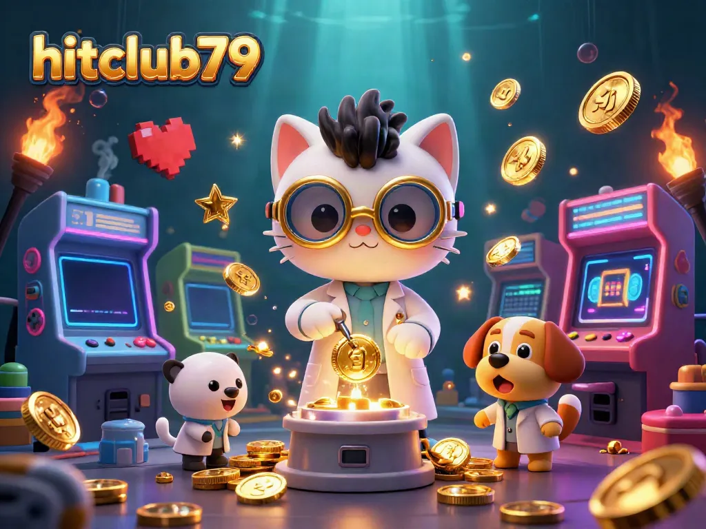 Experience the thrilling atmosphere of hitclub79, showcasing a vibrant 3D casino scene with playful characters.