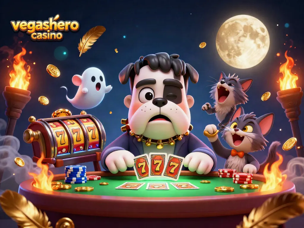 Experience the thrill of vegashero casino with vibrant 3D art showing card games and lucky charms.