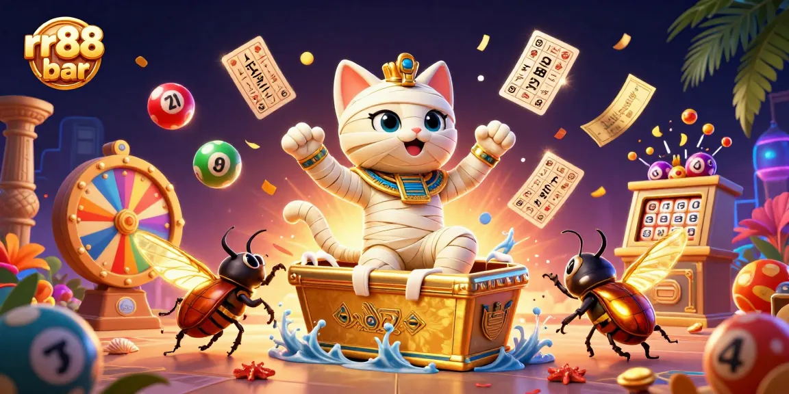Experience thrilling games at rr88 bar with riveting colorful lottery balls and vibrant casino elements.