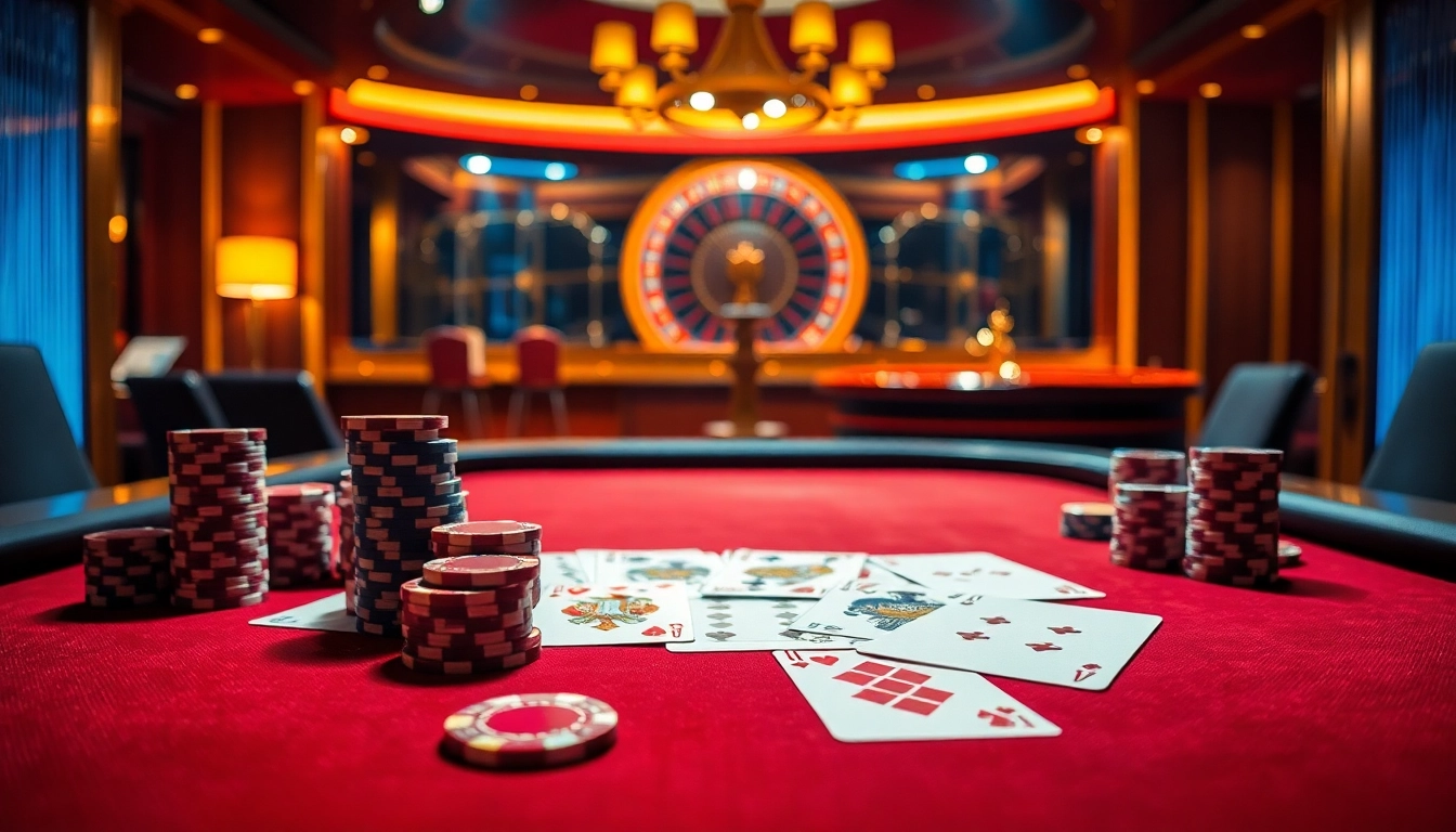 Experience the thrill of gambling at the RR88 link with vibrant poker chips and exquisite casino tables.