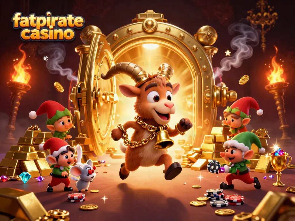 Experience thrilling gameplay at fatpirate casino with Krampus and mischievous elves stealing poker chips.