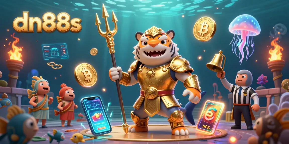 Engage with dn88s in a vibrant underwater colosseum where a tiger shark battles for crypto riches.