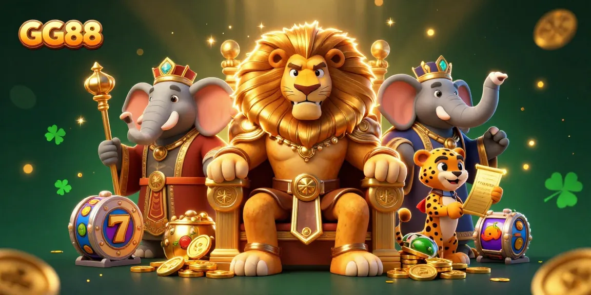 Experience GG88's vibrant slot games and winning thrills in this dynamic casino-themed illustration.