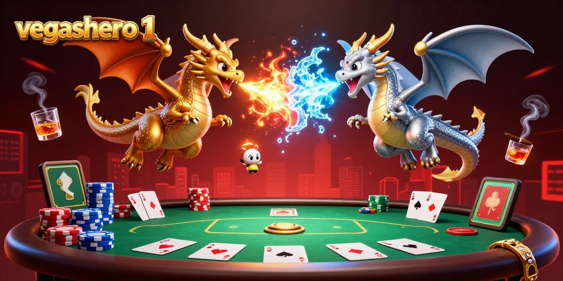 Experience epic action with twin dragons in this vegashero 1 casino-themed illustration.