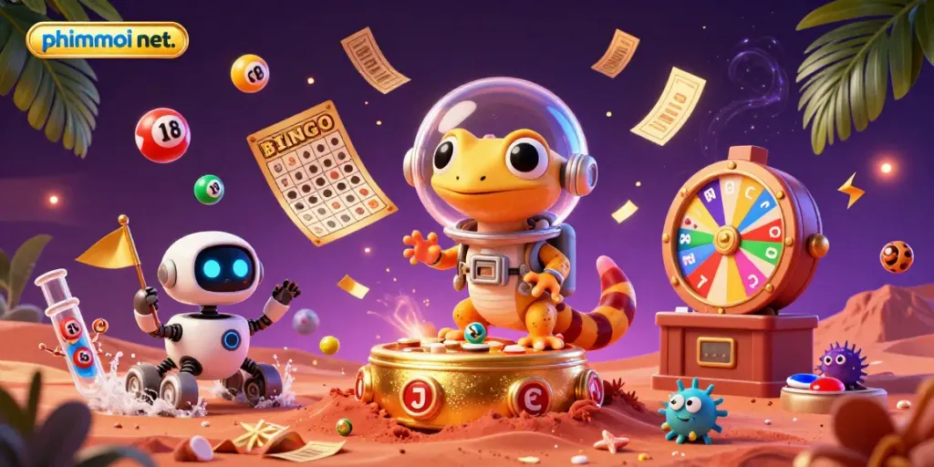Join the fun with phimmoi net. as a Martian gecko discovers a golden casino in this vibrant scene.