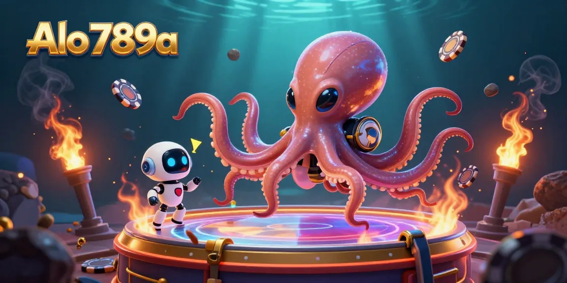 Bet on cockfighting action with Alo 789a's exciting arena featuring alien octopus and robot!
