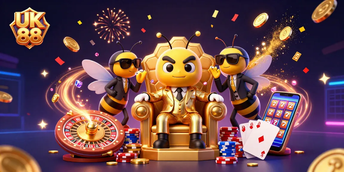 Engage with the vibrant world of UK 88 in this exciting casino scene showcasing a whimsical bumblebee mob boss.