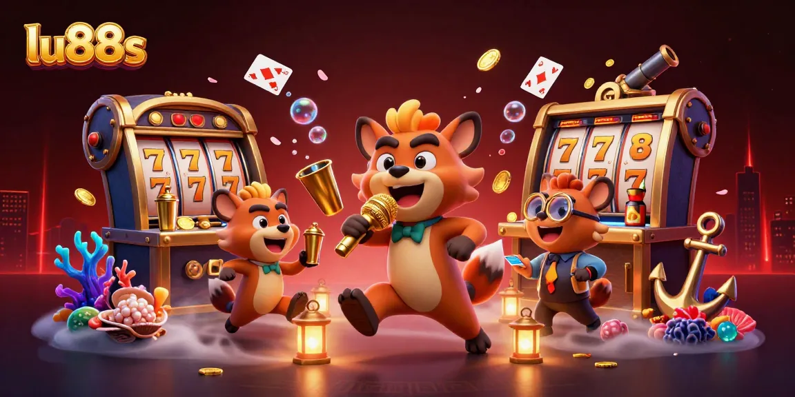 Engage with lu88s through vibrant casino scenes featuring animated hyenas in action.
