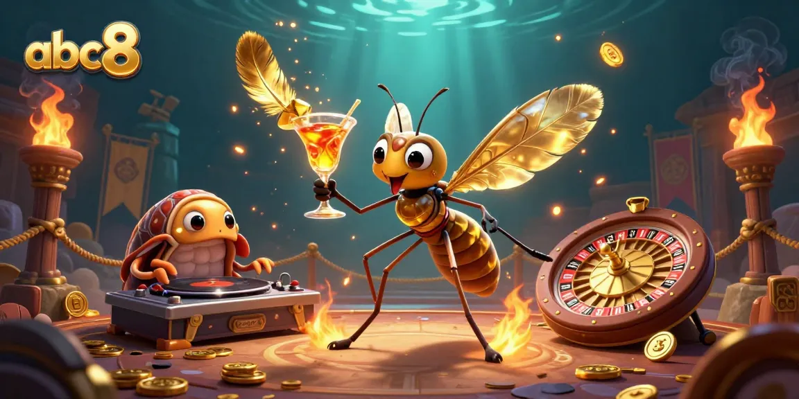Play thrilling games at abc8 with a vibrant casino scene featuring unique characters and dynamic elements.