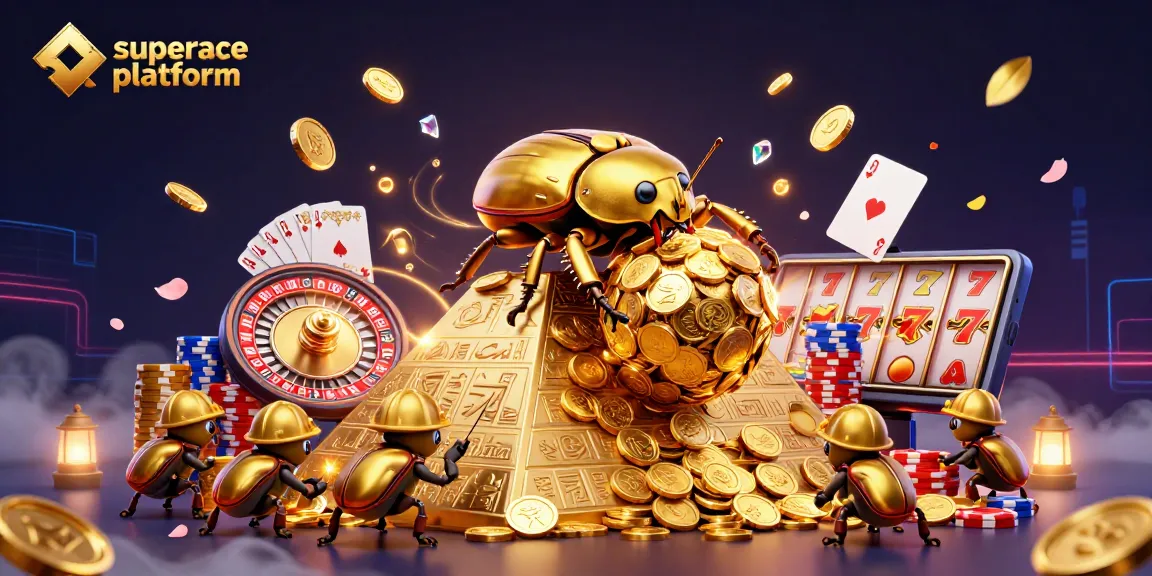 Experience the superace platform with thrilling casino action in a vibrant 3D rendered scene.